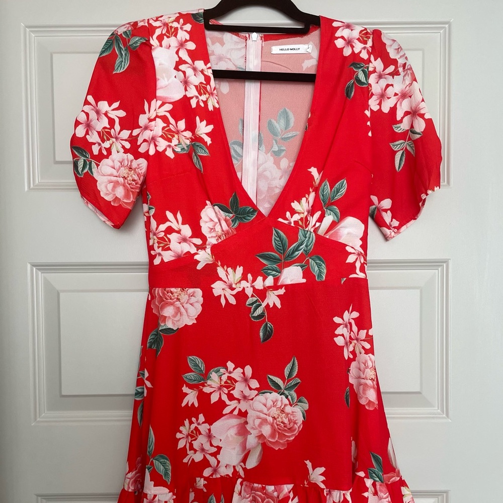 MISTY FOUNTAINS DRESS RED